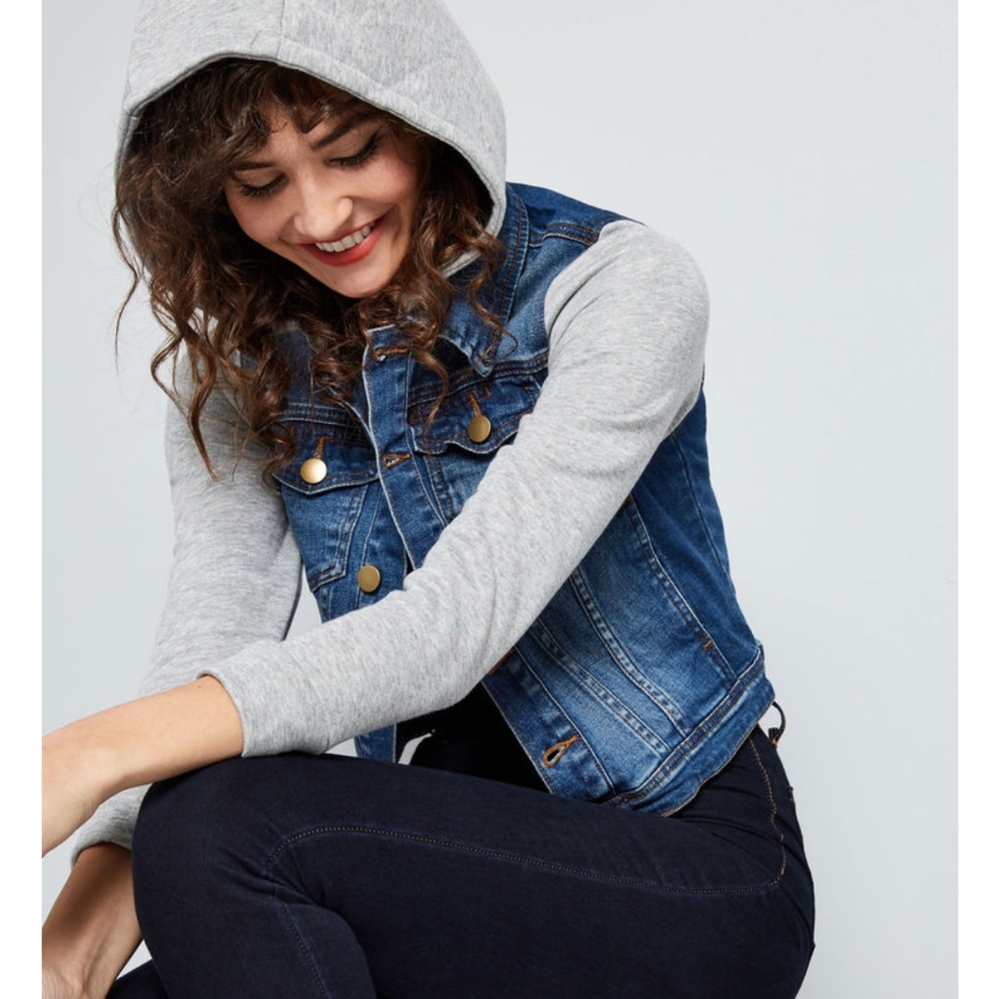 Modcloth Denim Jacket with Hoodie